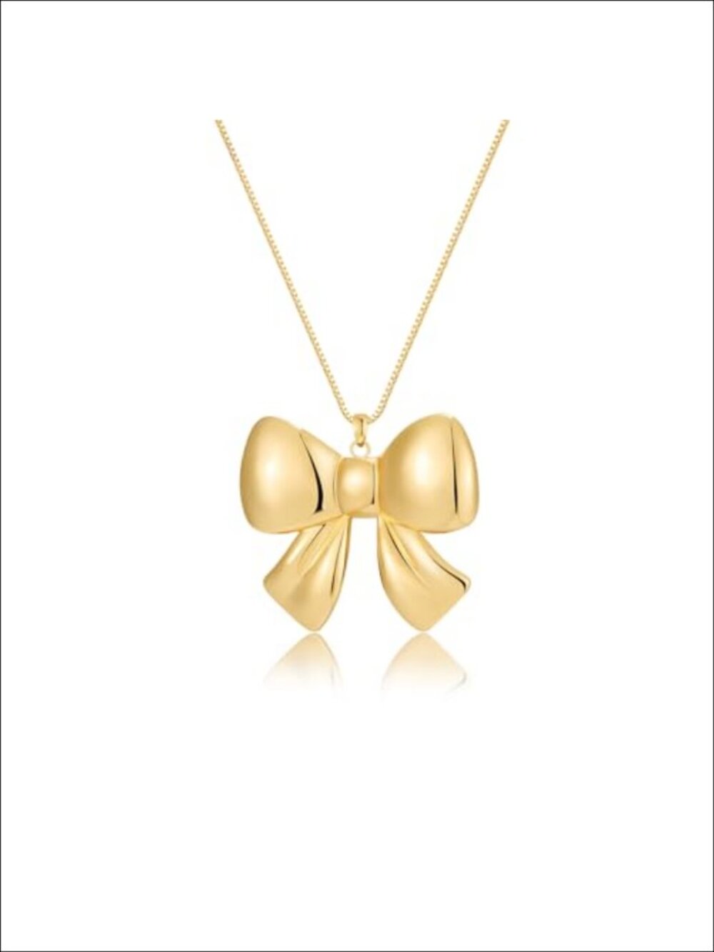 14K Gold Plated Bow Pendant Necklace Bold Statement Jewelry Gift